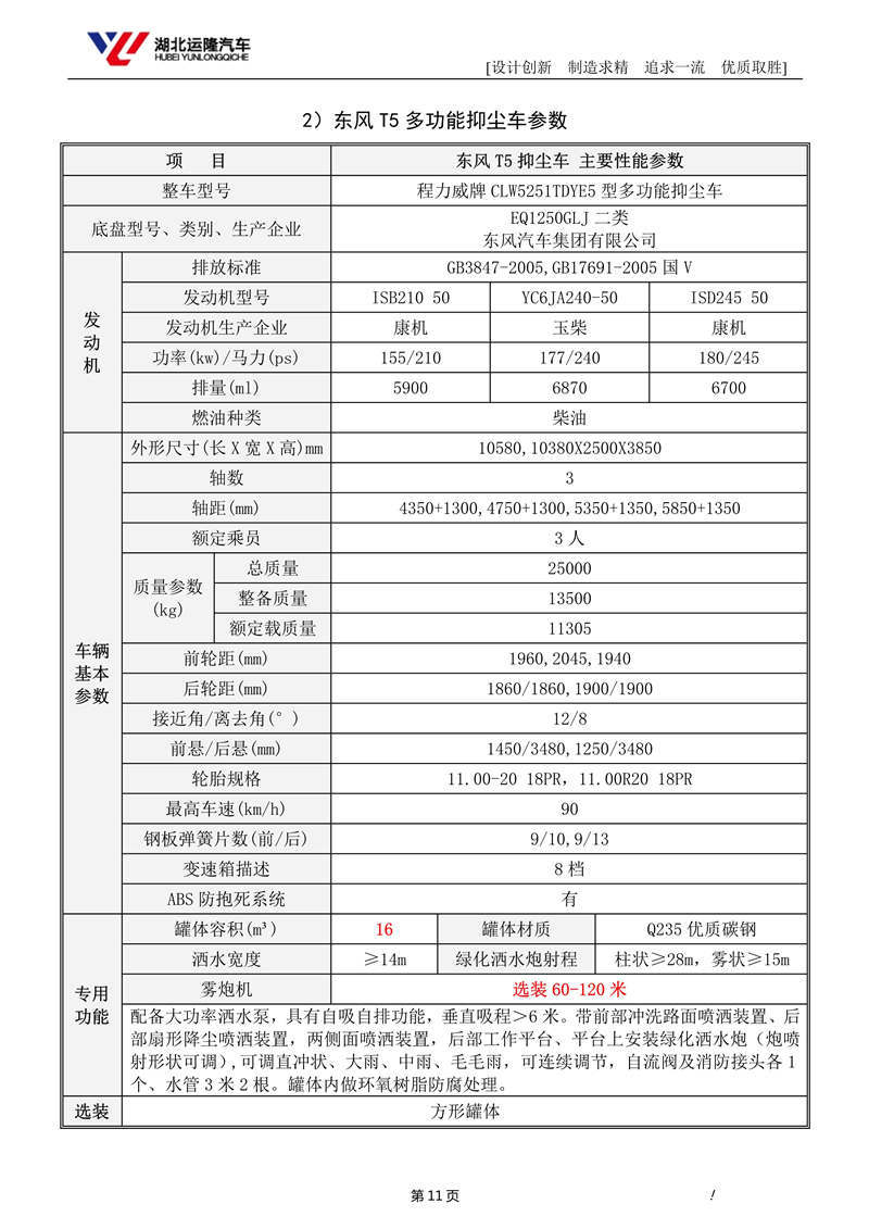 16噸東風T5多功能抑塵車資料（圓罐、60-120米霧炮）(圖5)